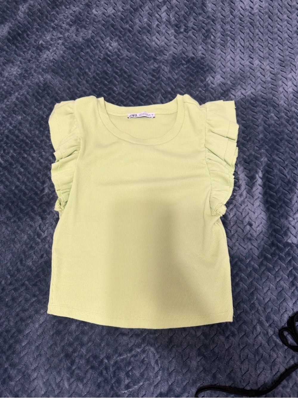 Zara Light Green Ruffle Sleeve Tee